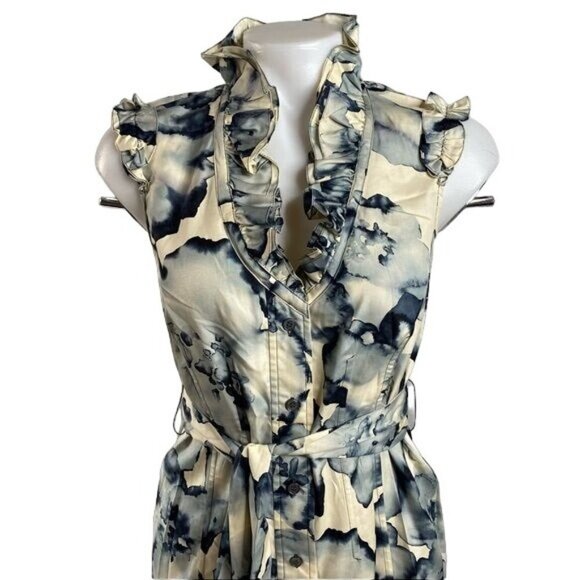Magaschoni Collection Silk Floral Sleeveless Button Down Silk Dress Size s - Picture 2 of 10